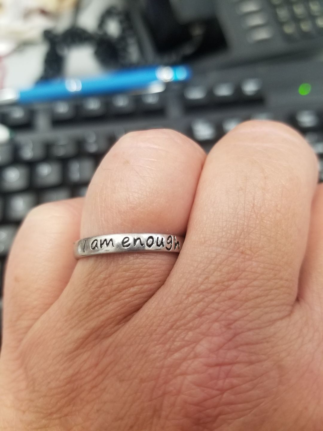 Customer photo review of 925 Sterling Silver 'I Am Enough' Ring