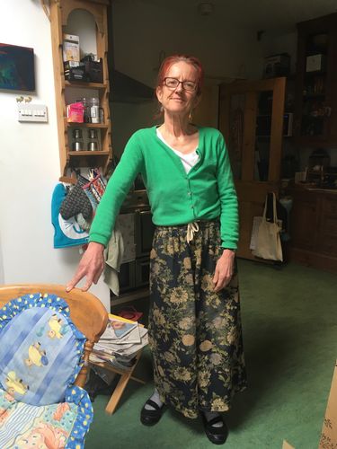 Customer photo review of Vintage Print Loose Denim Wide Leg Pants