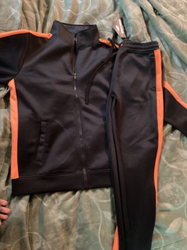 Customer photo review of Premium Side Stripe Zip Pocket Track Pants (Black - White)