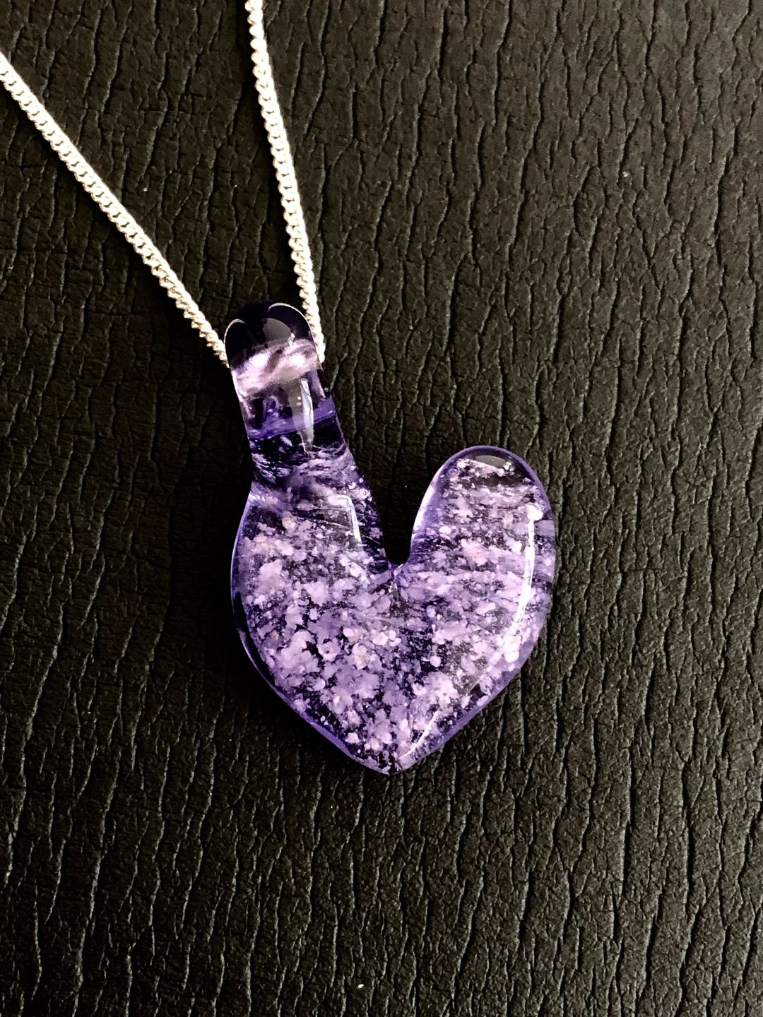Customer photo review of Translucent Heart Pendant with Cremation Ashes