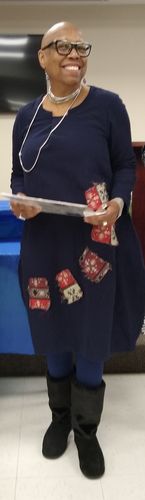 Customer photo review of Buykud Printed Patchwork Single Breasted Knitted Coat