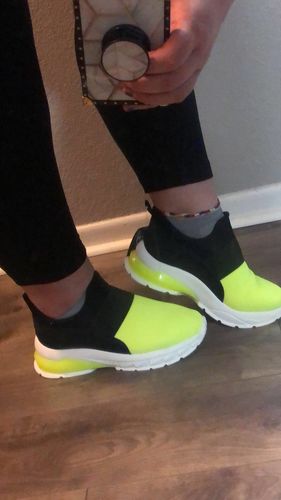 Customer photo review of Knit Laceless Sneaker - Neon Green