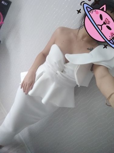 Customer photo review of MISSORD Floral Ruffles Bodycon Wedding Cocktail Dress