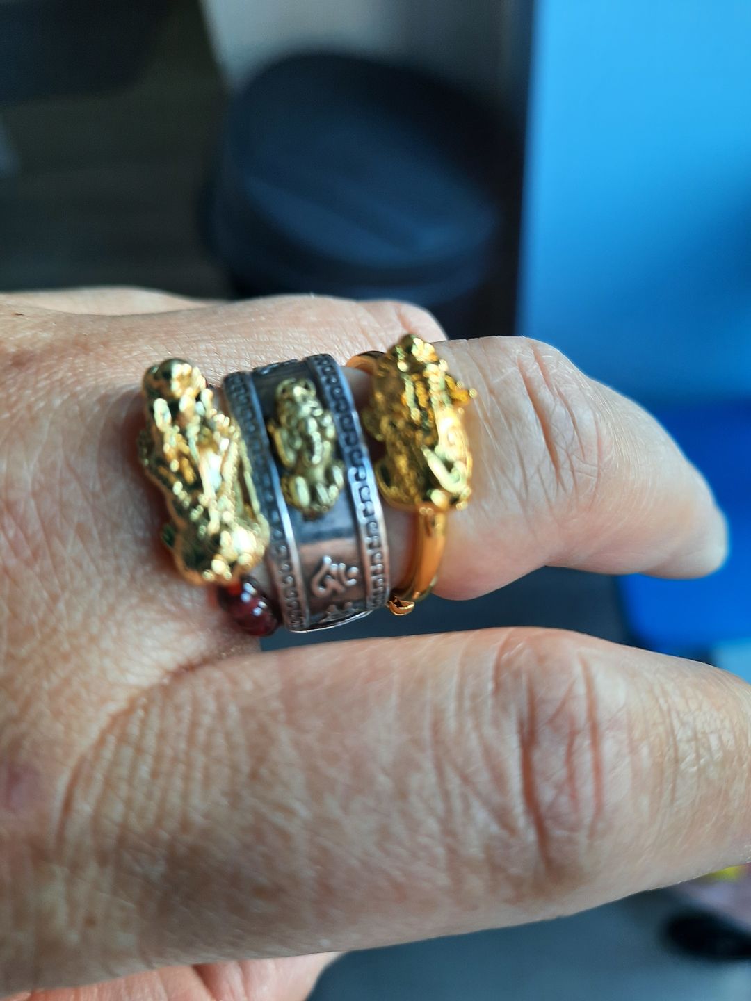 Customer photo review of Adjustable Lucky Gold Piyao Ring