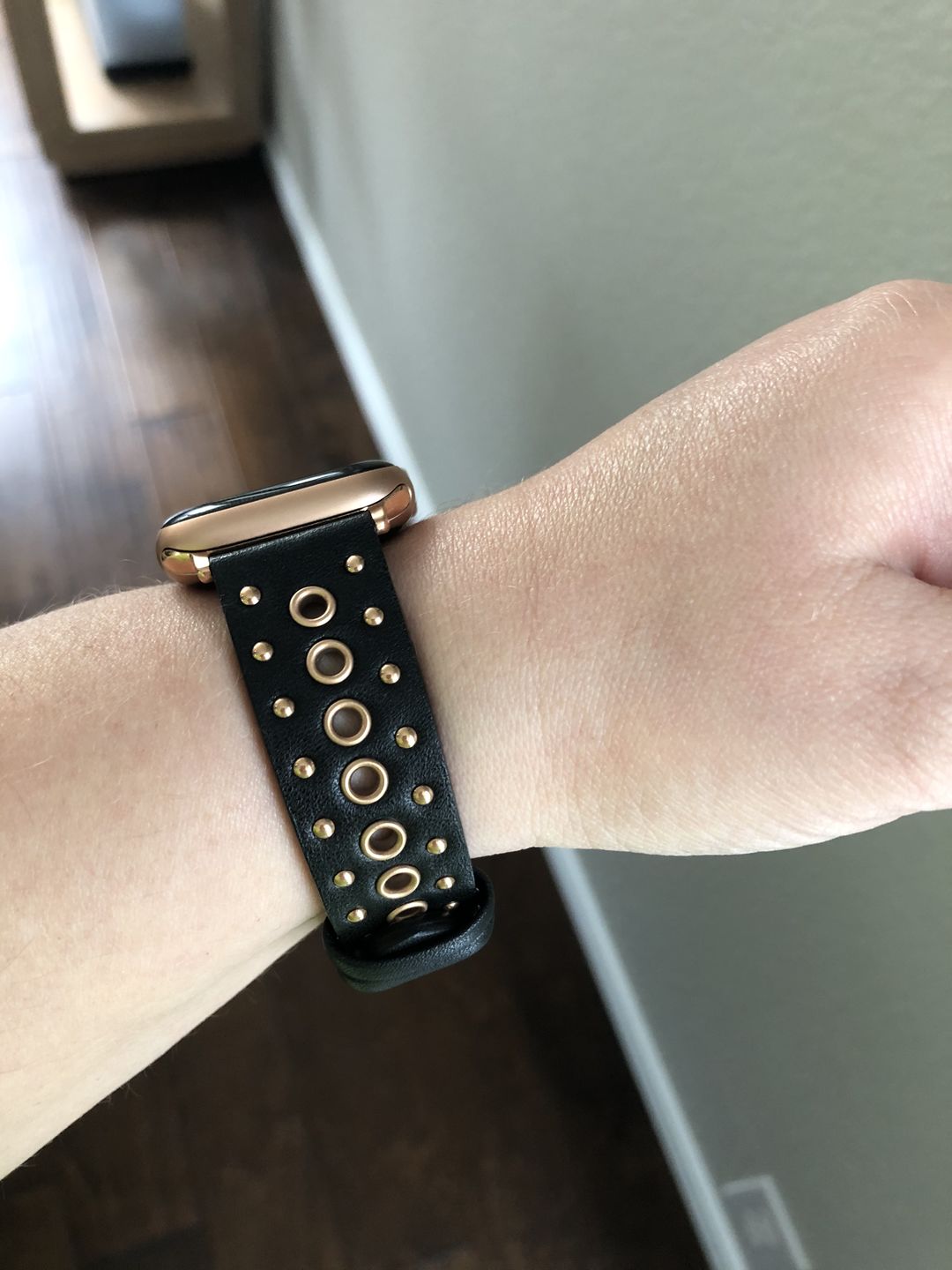 Customer photo review of Grommet Stud Band for the Apple Watch in Rose Gold, Gold, or Silver