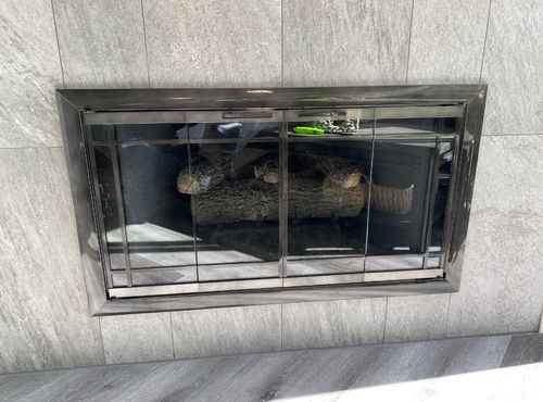 Customer photo review of Aluminum Fireplace Glass Doors Masonry & Zero Clearance - Brookfield