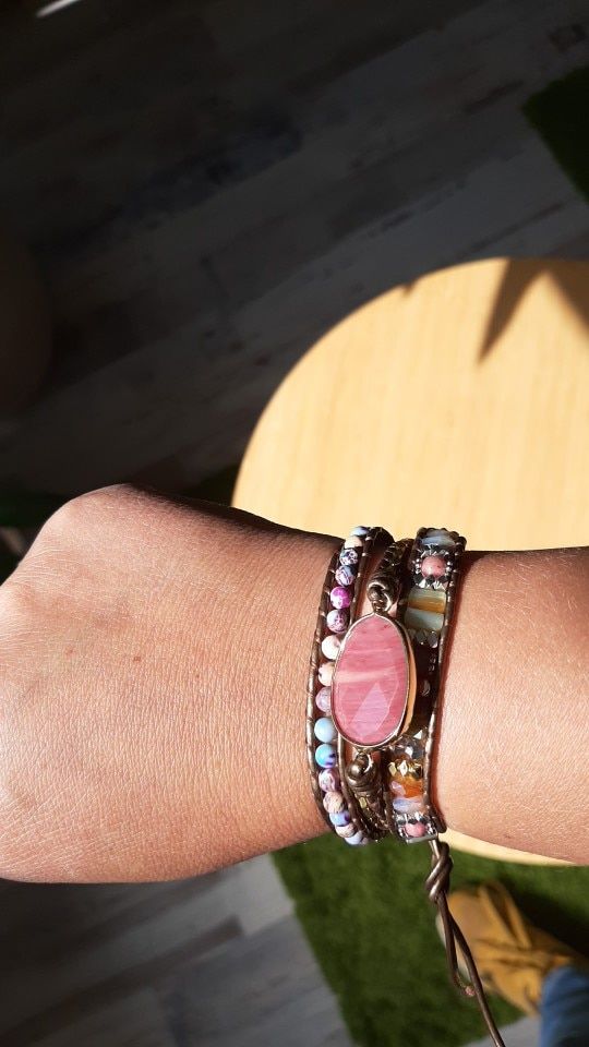 Customer photo review of Heilendes Rhodochrosit Wickelarmband | Boho | 100% Handgemacht