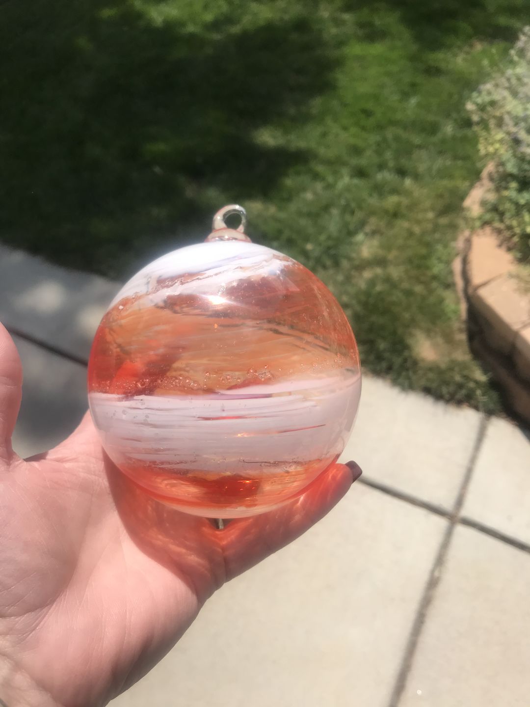 Customer photo review of Glass Christmas Ornament with Cremation Ashes