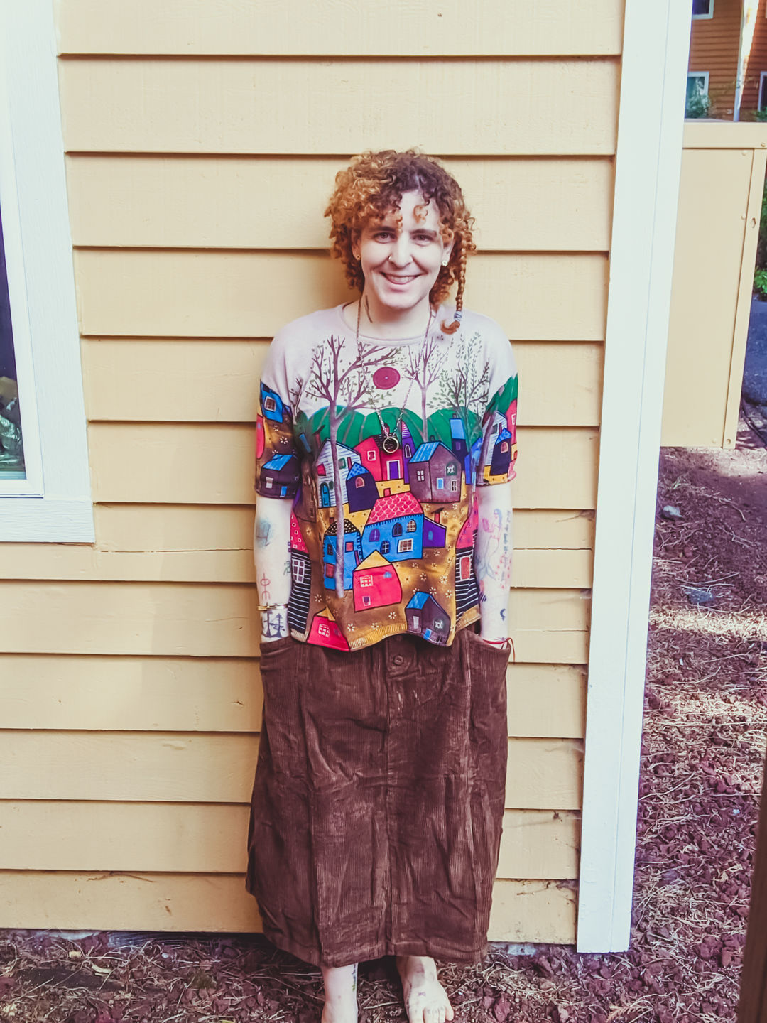 Customer photo review of Plus Size - Elastic Waist Calf Length Winter Corduroy Skirt