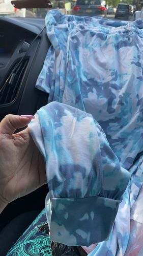 Customer photo review of Tie Dye Print Long Sleeve Top & Drawstring Pants Set
