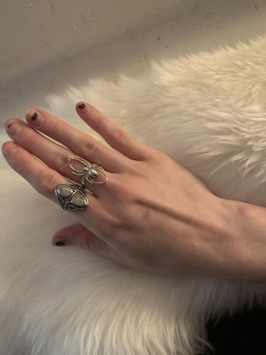 Customer photo review of Natural Rainbow Moonstone Ring