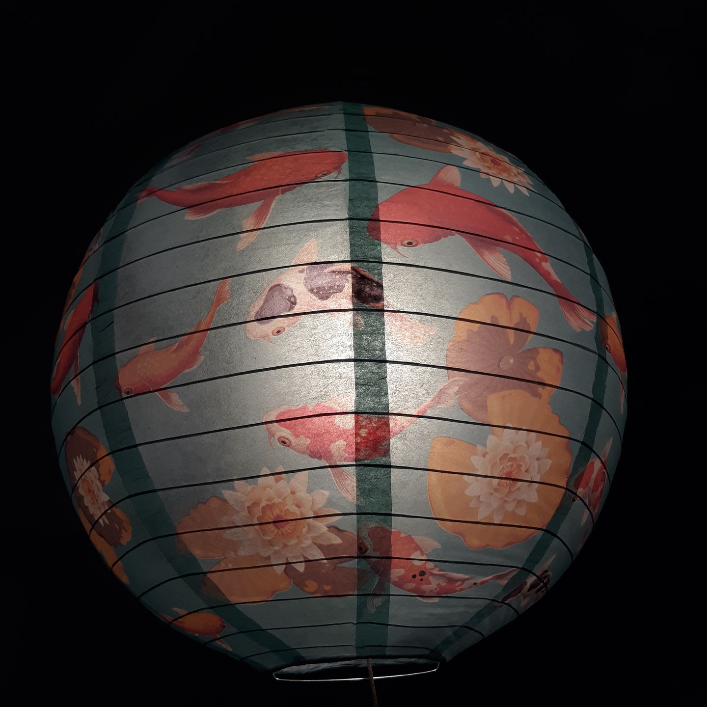 Customer photo review of 14" Japanese Koi Fish Pond Patterned Paper Lantern