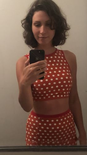 Customer photo review of At The Beach Bottoms | Rust & White Polka Dots |