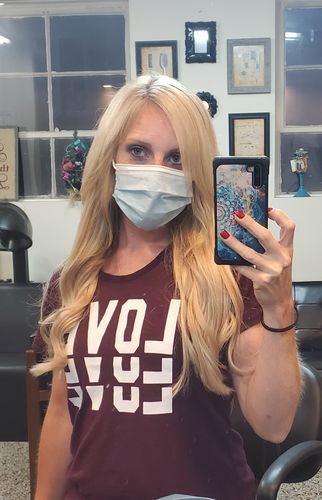 Customer photo review of Tape in Hair Extensions 100% Remy Human Hair 20 Pieces 50 Grams Highlights (P24/27)