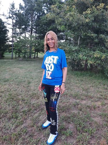 Customer photo review of FASHION GRAFFITI JEANS WITH SIDE STRIPE