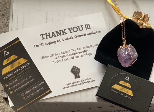 Customer photo review of Raw Amethyst/Rose Quartz Necklace