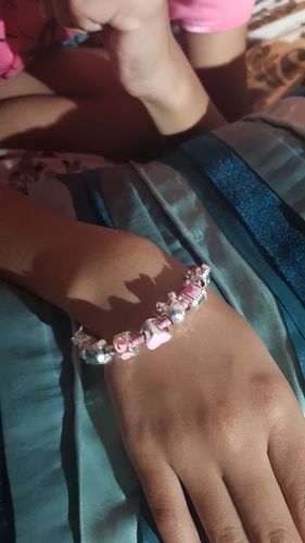 Customer photo review of Children's 'Fairytale Dreams' Pink Leather Charm Bead Bracelet