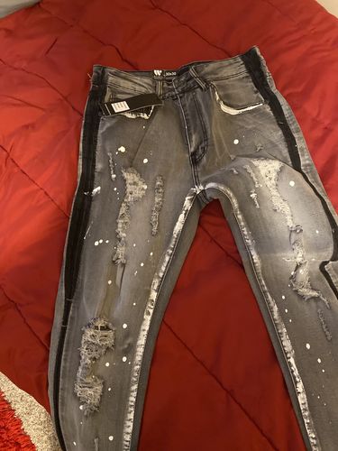 Customer photo review of Destroyed & Faded Skinny Fit Denim Grey (M4753D)