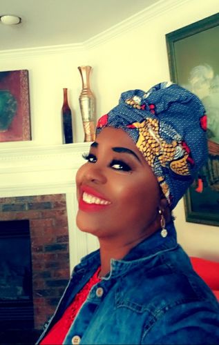 Customer photo review of African Print Head Wrap With Satin-Lined-AW1139