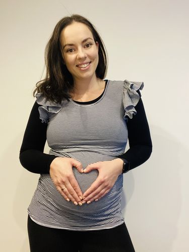 Customer photo review of Flutter Sleeve Maternity Top