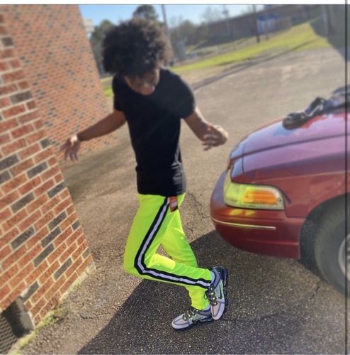 Customer photo review of Double Stripe Track Pants Lime - Black (HF9624)