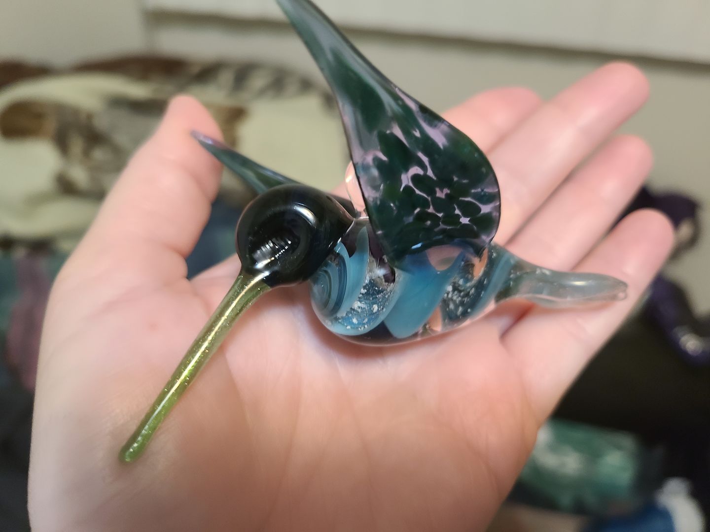 Customer photo review of Aqua Glass Hummingbird with Infused Ash