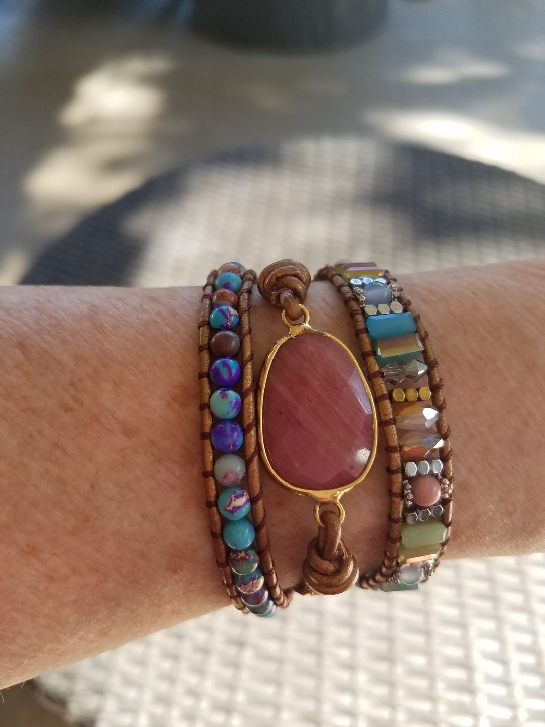 Customer photo review of Healing Rhodochrosite Wrap Bracelet