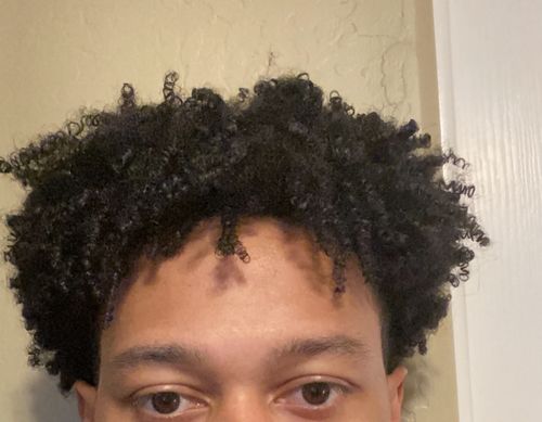 Customer photo review of Curly Hair Wash and Go System with Organic Castor Oil for Strengthening Hair with  Vanilla Berry Fragrance (Step 1 - 4)