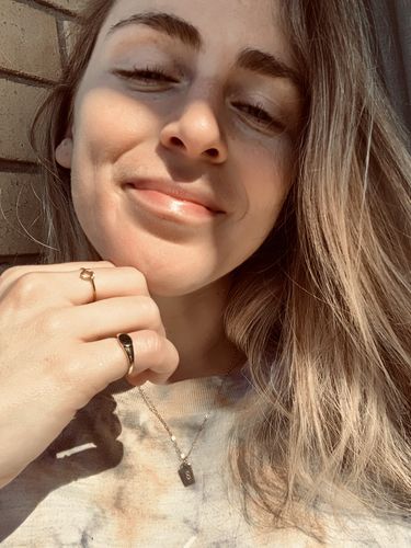 Customer photo review of Gold Signet Pinky Ring