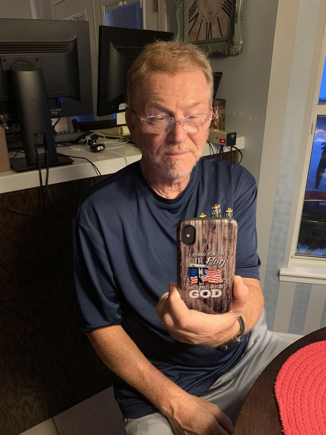 Customer photo review of I stand for the flag and I kneel before God phone case