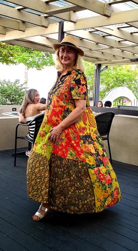 Customer photo review of Floral Print Splicing Short Sleeve 100% Cotton Dress