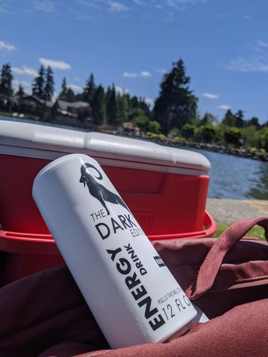 Customer photo review of Beersy "Energy” White Silicone Sleeve For Slim Cans