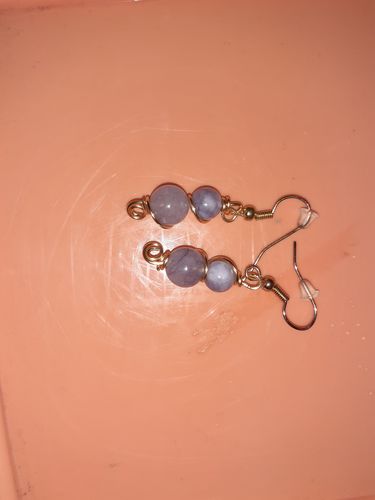 Customer photo review of BOUCLES DUO QUARTZ MAUVE plaqué or