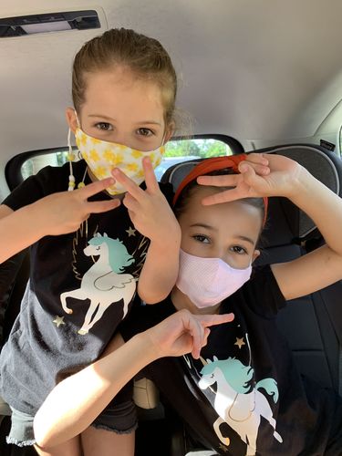 Customer photo review of *PRE-ORDER* SET OF 2 PASTEL KIDS’ FACE MASKS