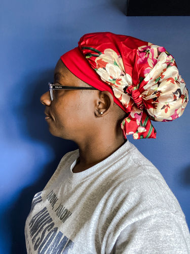 Customer photo review of Locs & Natural Hair Satin Bonnets