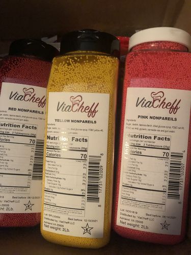 Customer photo review of Yellow Nonpareils 2.0Lb Jar (907g)