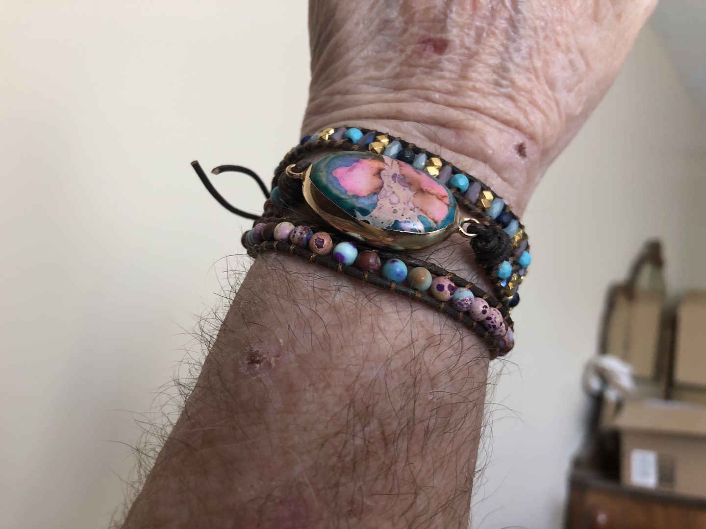 Customer photo review of Intense Emperor Jasper Wrap Bracelet
