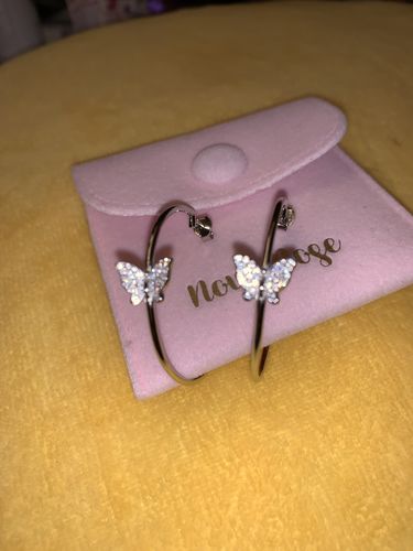 Customer photo review of Sterling silver butterfly hoops