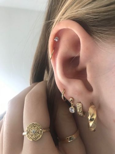 Customer photo review of Gem & Initial Studs