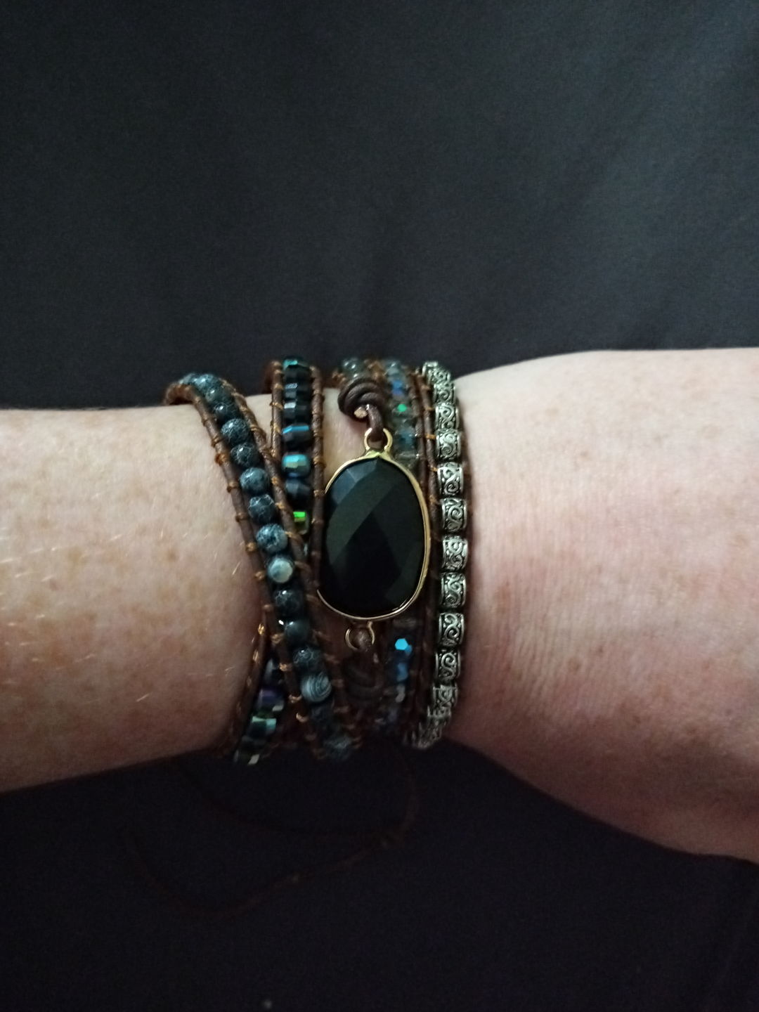 Customer photo review of Onyx Moonlight Protection Wrap Bracelet