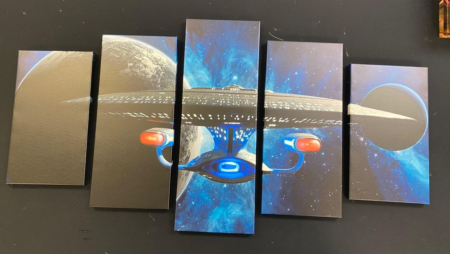 Customer photo review of USS Enterprise Star Trek Wall Art Canvas Painting Framed | Free Shipping