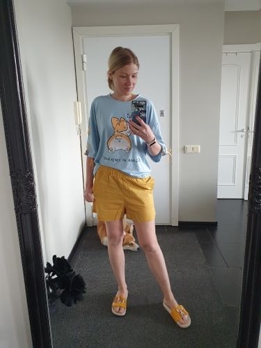 I A. review of Women's Elastic wasit linen short C1393# image 1 out of 1