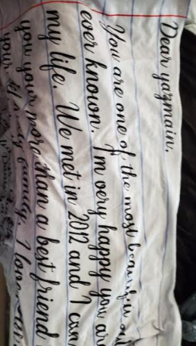 Customer photo review of PERSONALIZED LETTER BLANKET FOR YOUR LOVED ONES