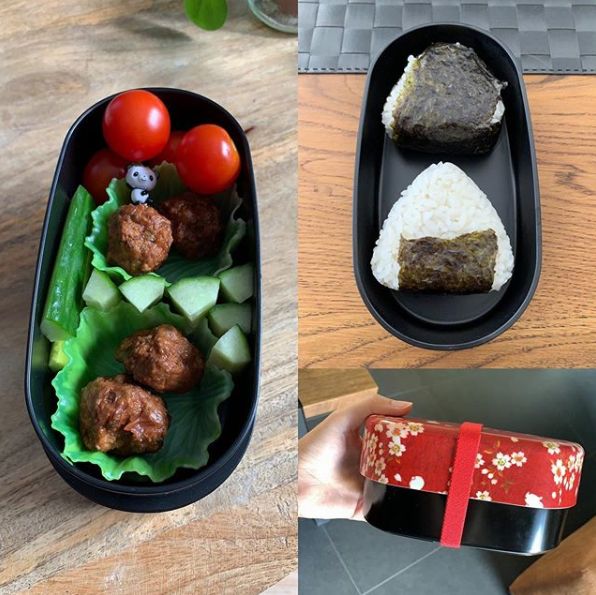 Customer photo review of Sakura Rabbit Oval Bento Box 830ml | Red