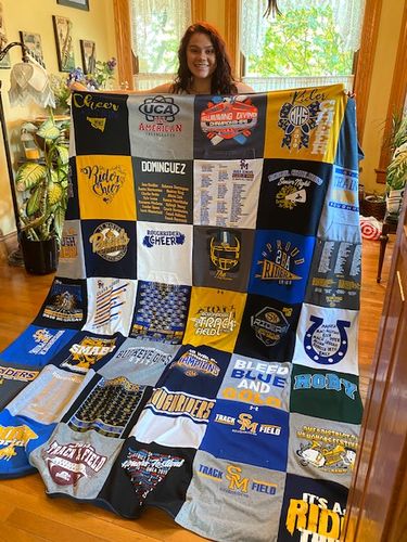 T-shirt quilt featuring sm high school, rider cheer team by Dianna from OH