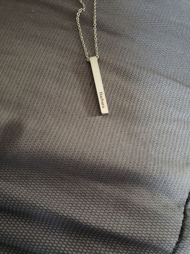 Customer photo review of Custom 3D Bar Necklace