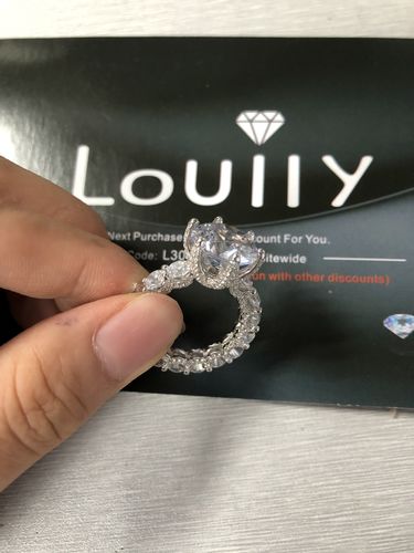 Customer photo review of Louilyjewelry Sterling Silver Eternity Round Cut Engagement Ring