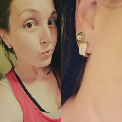 Customer photo review of BD .380 Auto Stud Earrings Brass