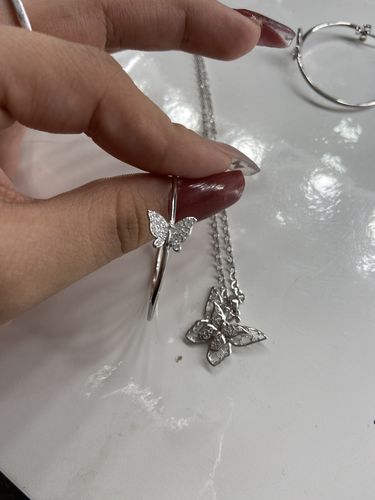 Customer photo review of Sterling silver butterfly hoops