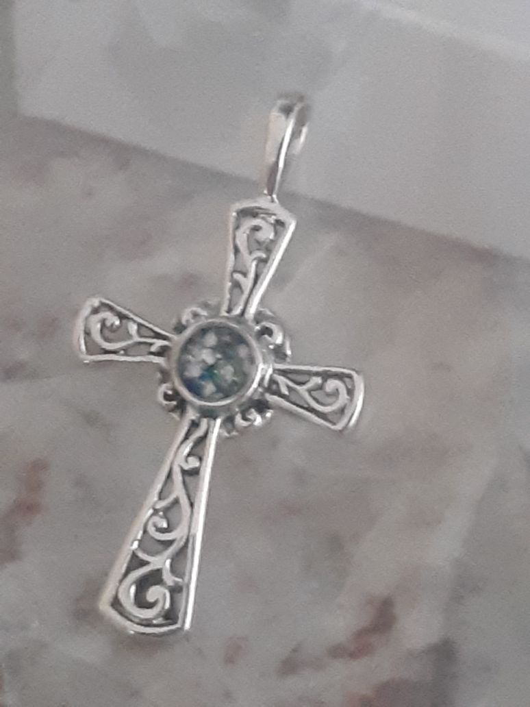 Customer photo review of Cross Pendant with Cremation Ash